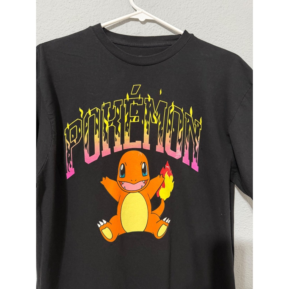 Pokemon Charmander Graphic T-Shirt Mens Large Black Slim Fit Mad Engine Nintendo